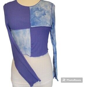 SHEIN Lettuce Trim Tie Dye Crop Top - L